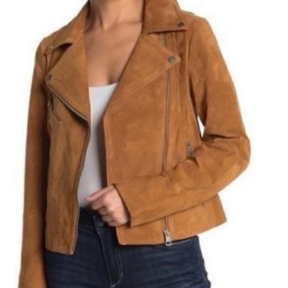Bagatelle camel suede moto jacket